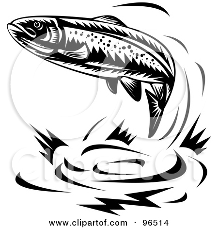 Clipart Retro Brown And White Trout   Royalty Free Vector Illustration