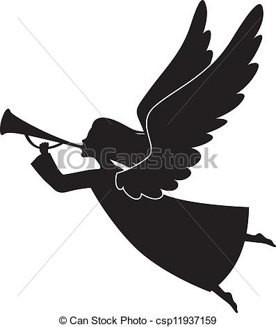 Clipart Vector Of Christmas Angel   A Silhouette Of A Christmas Angel    
