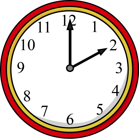 Clock On The Hour Clip Art Image   Red Clock With Hands On The Hour