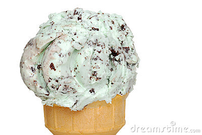 Closeup Mint Chocolate Chip Ice Cream Shallow Dof Stock Photo   Image    