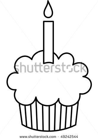Cupcake With Candle Clip Art Cupcake With Candle   Stock
