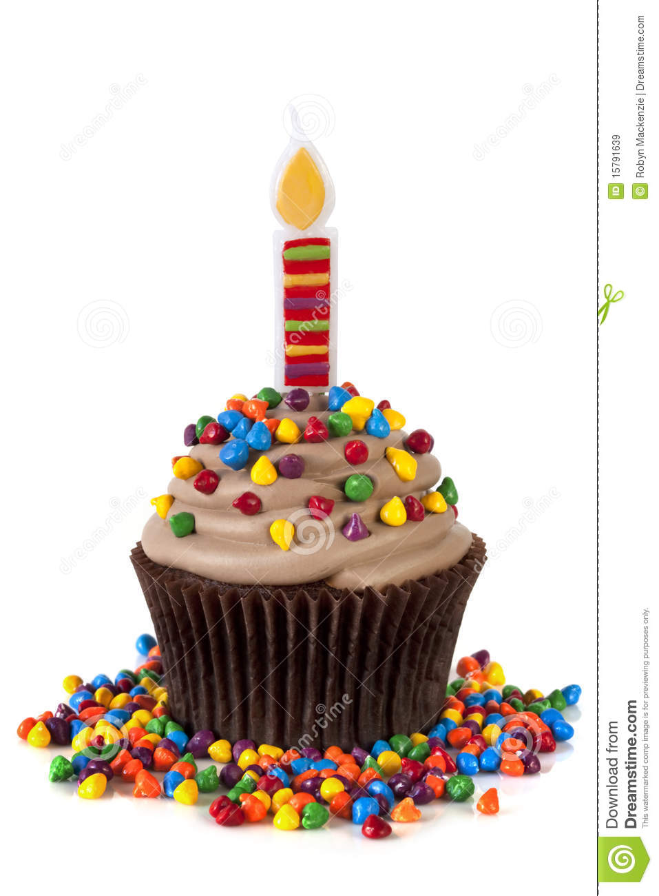 Cupcake With Candle Royalty Free Stock Images   Image  15791639