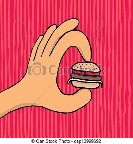 Eps Vectors Of Hand Holding Tiny Hamburger Csp13999692   Search Clip    