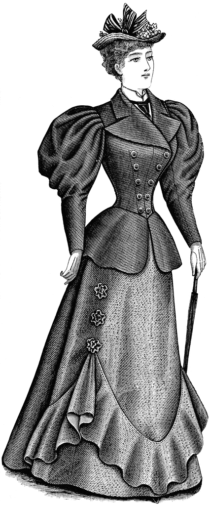 Late 19th Century Dress With Hat   Clipart Etc