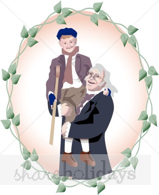 Scrooge And Tiny Tim Vignette Clipart   Christmas People Clipart