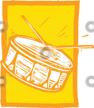Snare Drum Stock Vector Clipart Woodcut Image Of A Snare Drum On An