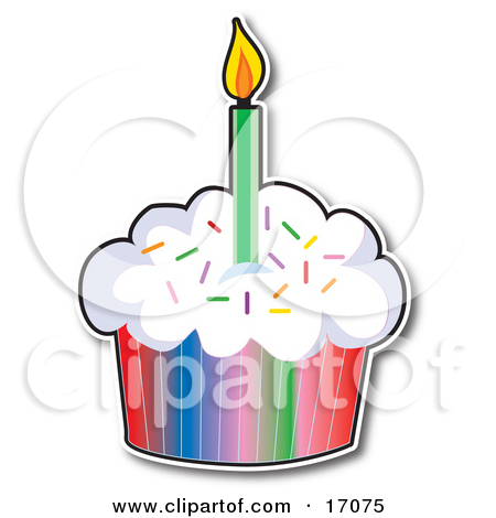 Sprinkles Topped With A Lit Candle Clipart Illustration By Maria Bell