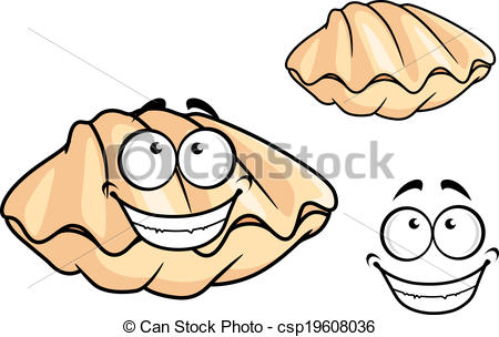 Vector   Cartoon Clam Shell Or Musse   Stock Illustration Royalty
