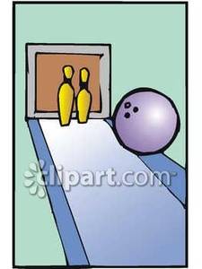 Bowling Ball In The Lane Gutter   Royalty Free Clipart Picture