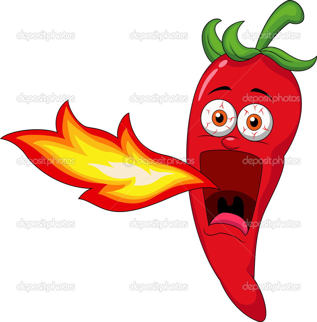 Chili Cartoon Character Breathing Fire   Stock Vector   Tigatelu