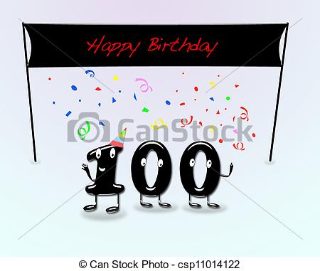 Clip Art Of 100th Birthday Party   Illustration For 100th Birthday