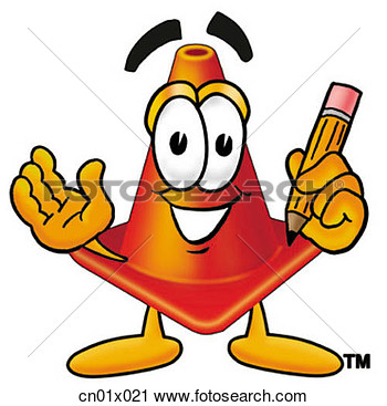 Clipart Of Construction Safety Cone With Pencil Cn01x021   Search Clip
