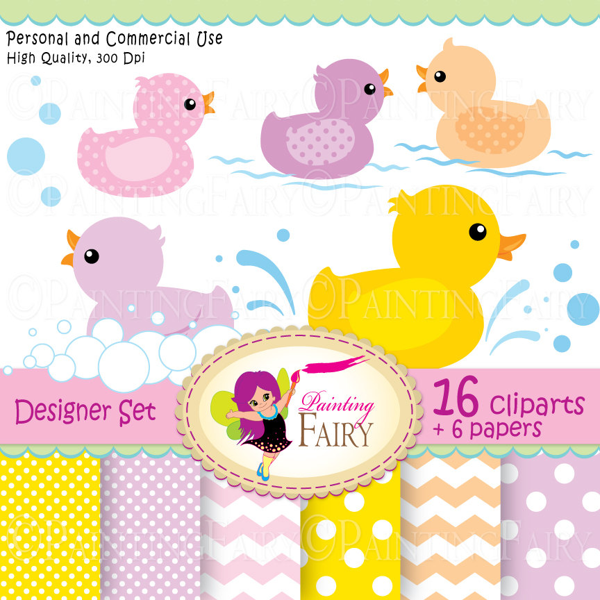 Digital Clipart Rubber Duck Duckling Baby By Paintingfairyclipart