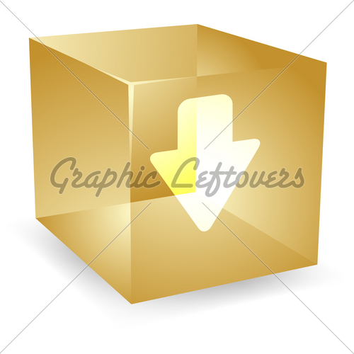 Icon On Translucent Cube Shape Illustration
