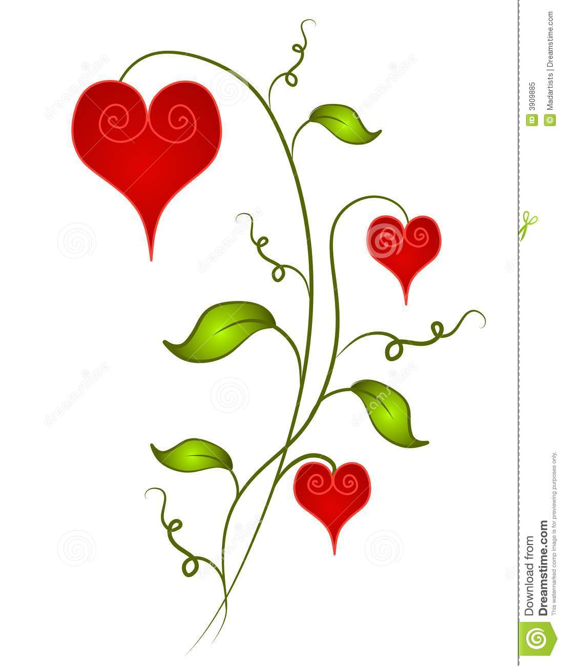 Illustration Featuring Heart Shaped Flowers In Red Isolated On White