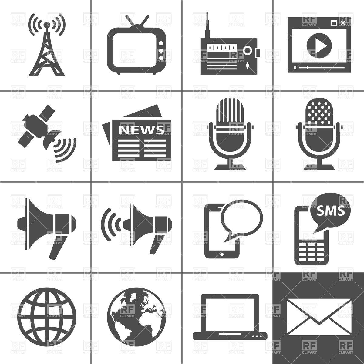 Mass Media Icons Download Royalty Free Vector Clipart  Eps