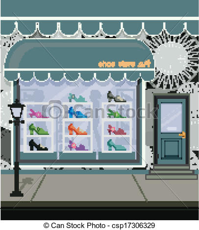 Of Shoe Store On The City Streets Csp17306329   Search Clipart