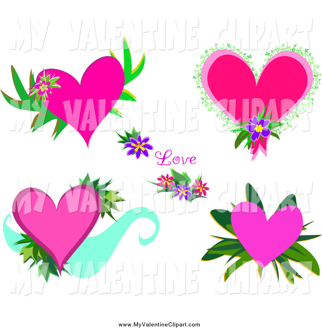 Valentine Clipart Of Pink Valentine Hearts And Flowers By Bpearth    