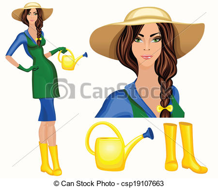 Young Gardener Woman    Csp19107663   Search Clipart Illustration