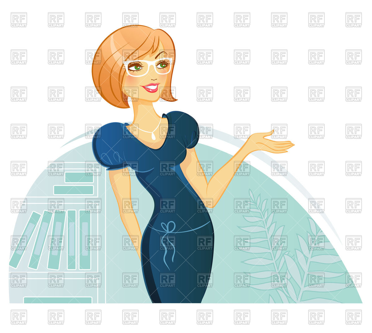 Young Woman Makes Welcome Gesture 58469 Download Royalty Free Vector