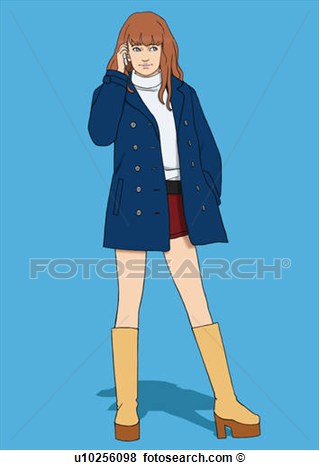 Young Woman Talking On A Mobile Phone Portrait Illustration View