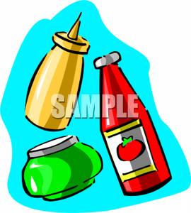Bottles Of Ketchup Mustard And Relish   Royalty Free Clipart Picture