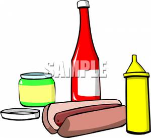     Bottles Of Mustard Ketchup And Relish   Royalty Free Clipart Picture