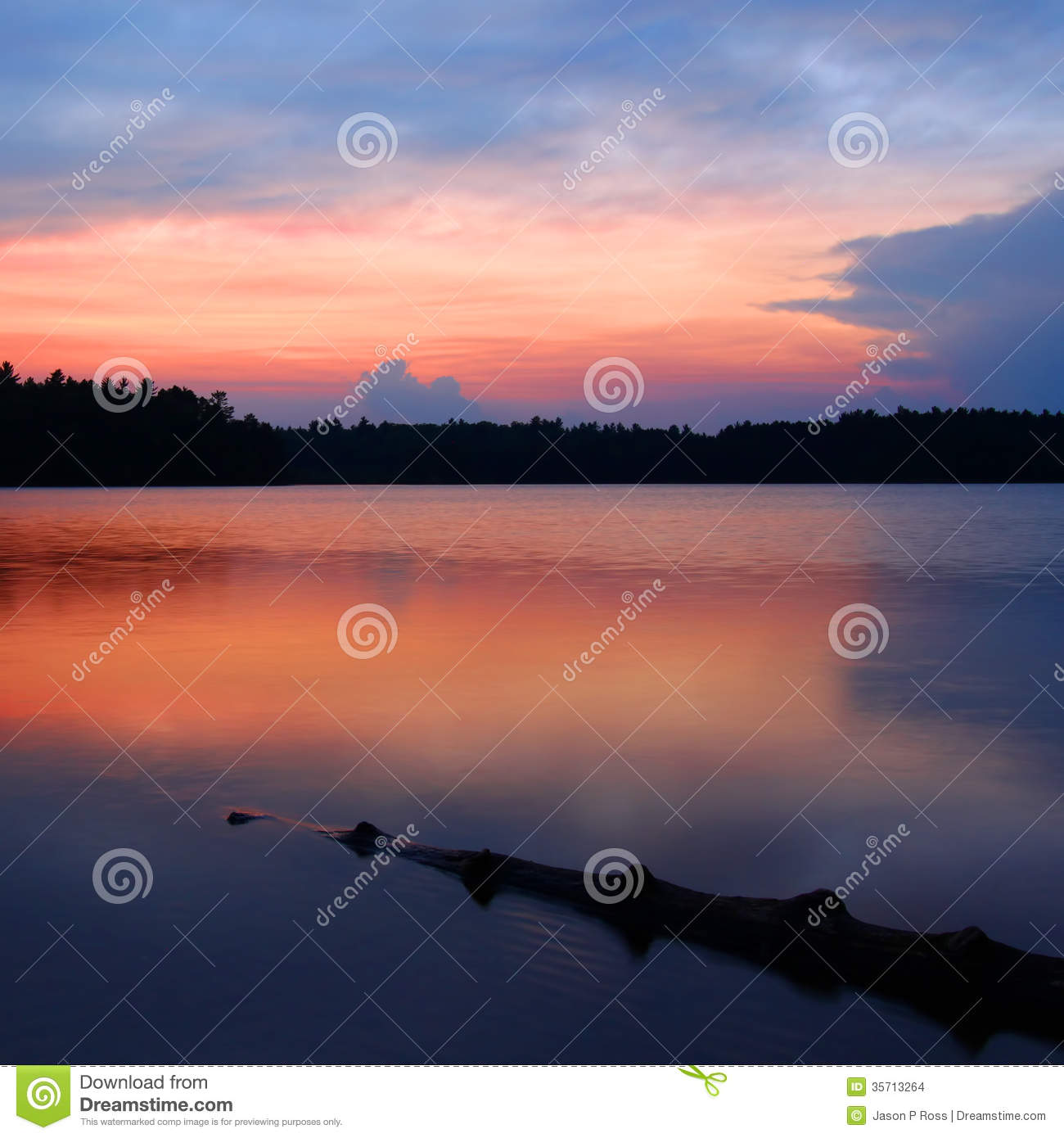 Brilliant Colors Of Sunset Over Buffalo Lake In The Northern Highland    