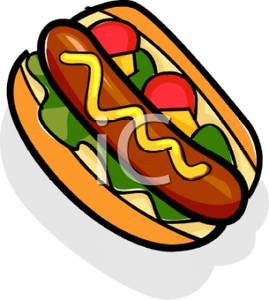     Frank With Mustard Relish And Tomato   Royalty Free Clipart Picture