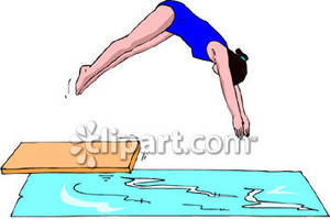 Girl Diving Off A Diving Board Royalty Free Clipart Picture