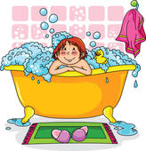 Kid In The Bath   Royalty Free Clip Art