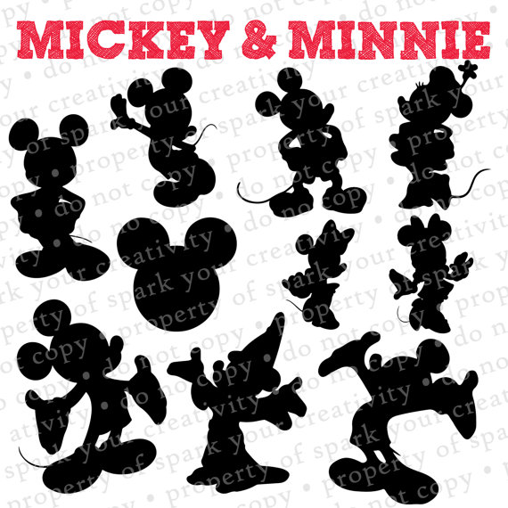 Mickey Mouse And Minnie Mouse Silhouettes    Minnie Mouse Silhouette    