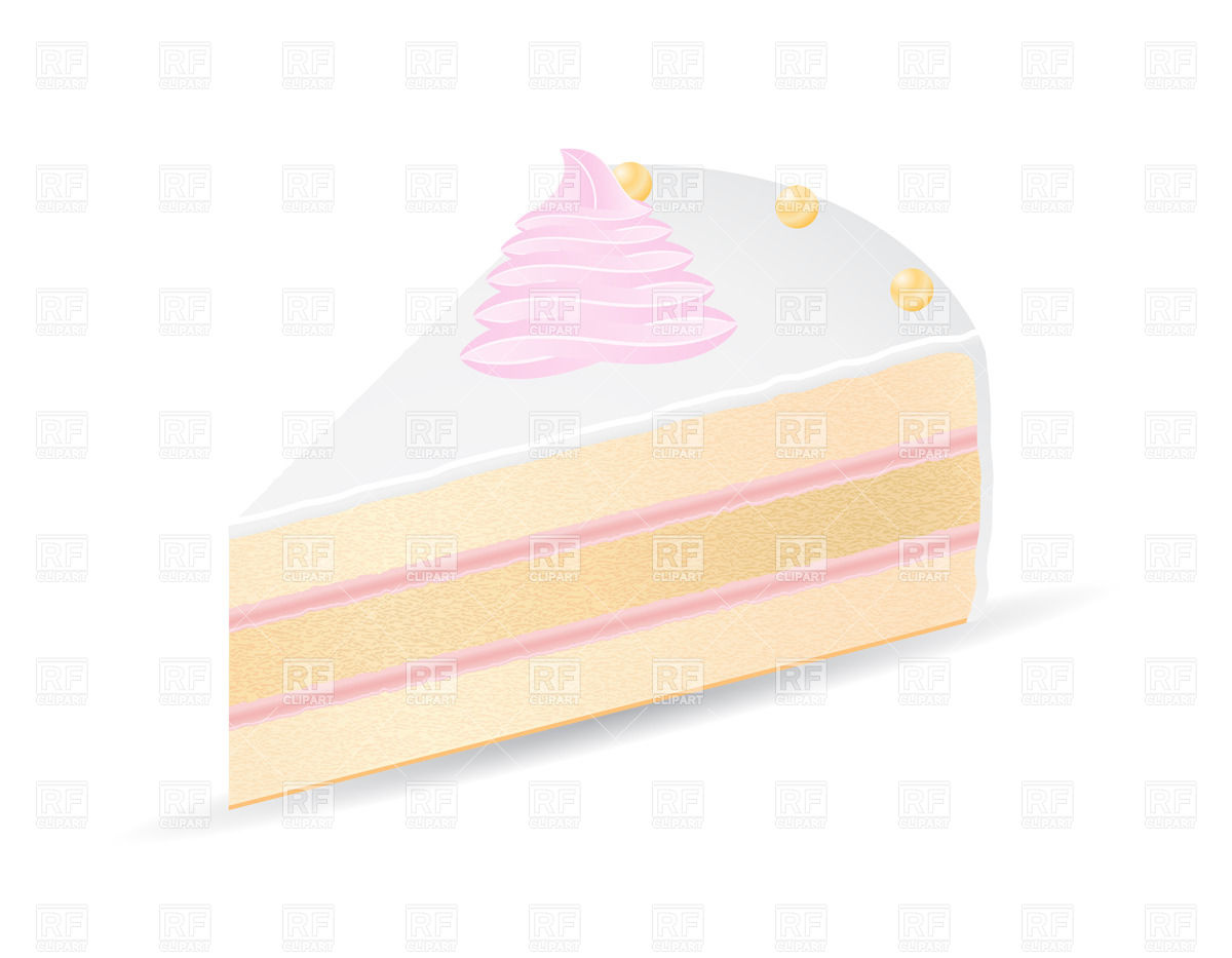 Piece Of Cake With Pink Cream Download Royalty Free Vector Clipart