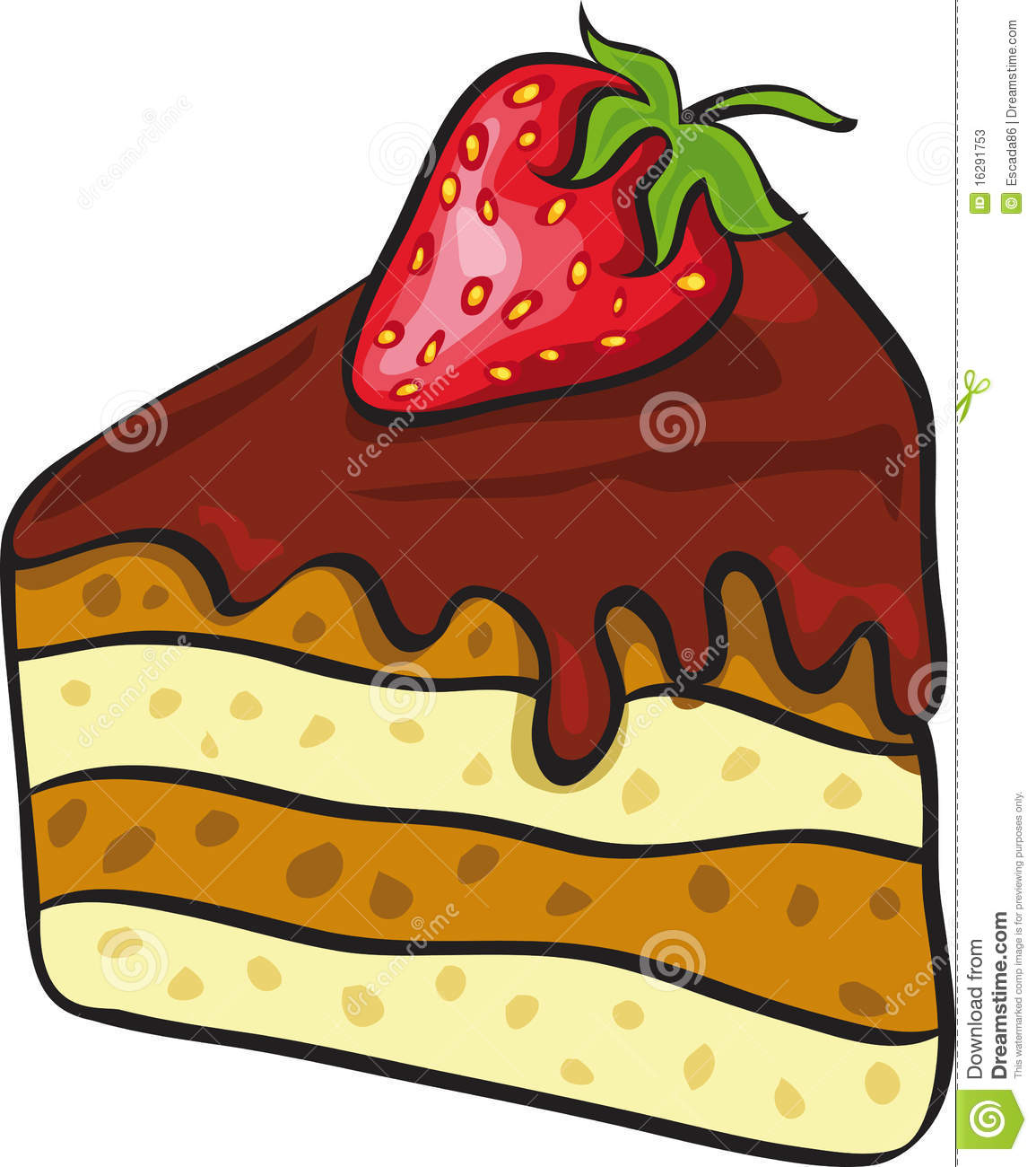 Piece Of Chocolate Cake With Strawberry Isolated On White Background 