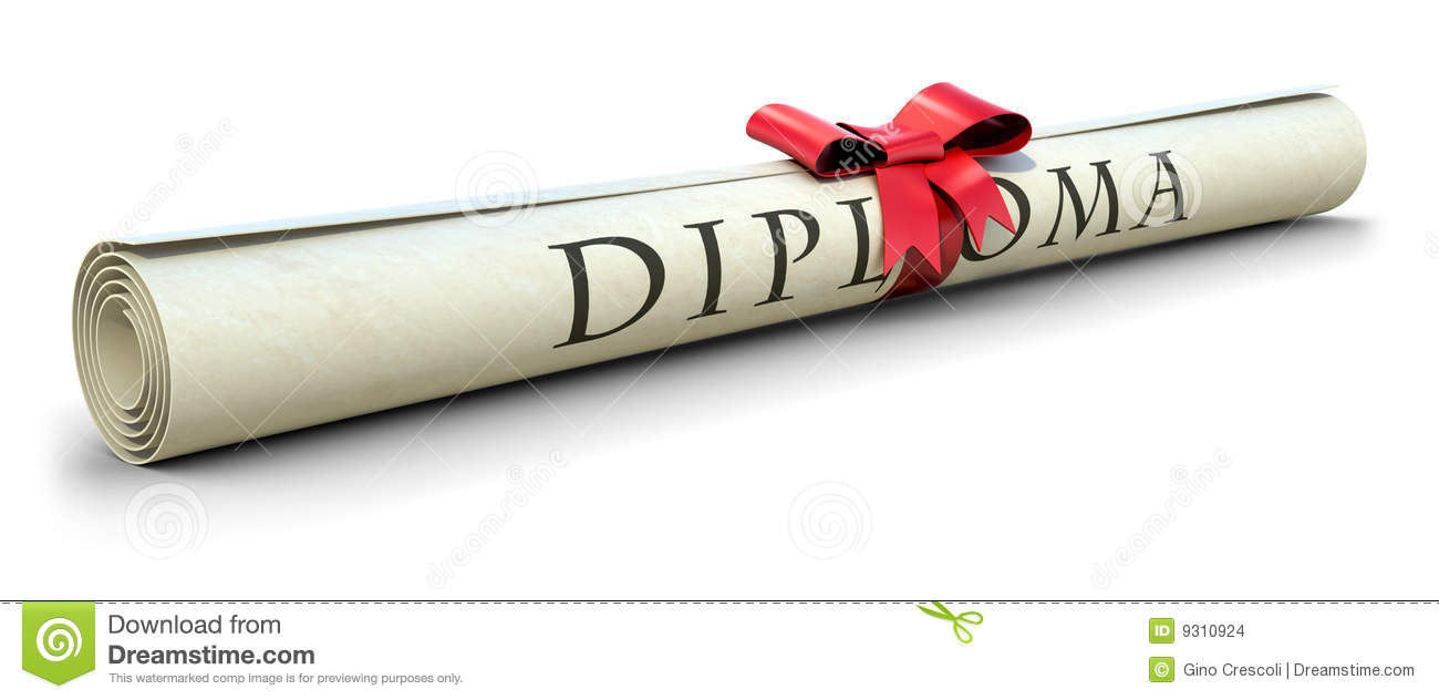 Rolled Diploma With Red Ribbon  3d Illustration