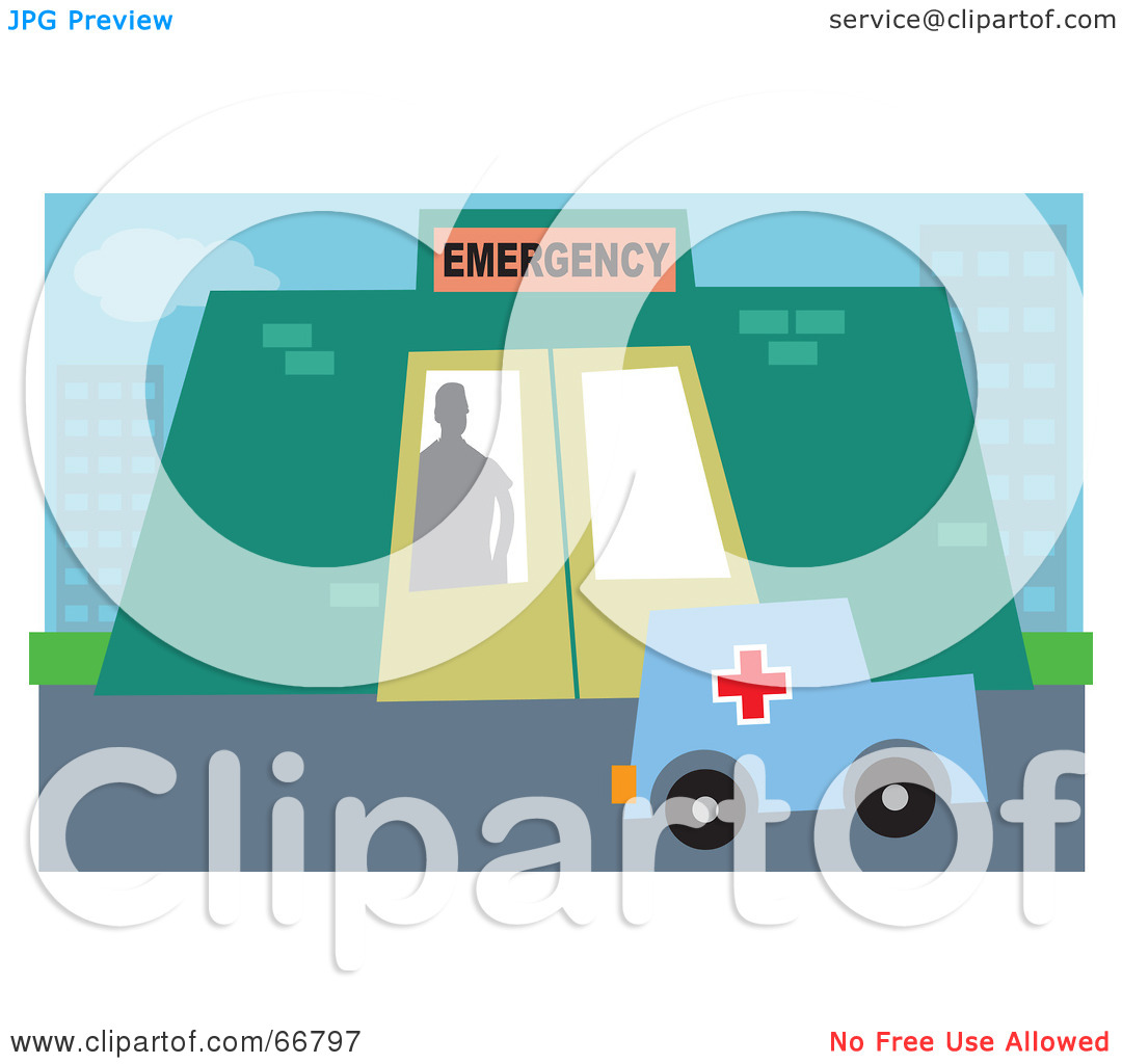 Royalty Free  Rf  Clipart Illustration Of A Silhouetted Emergency Room