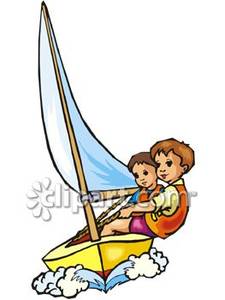 Sailing Clipart Two Boys Sailing A Boat Royalty Free 080905 114754