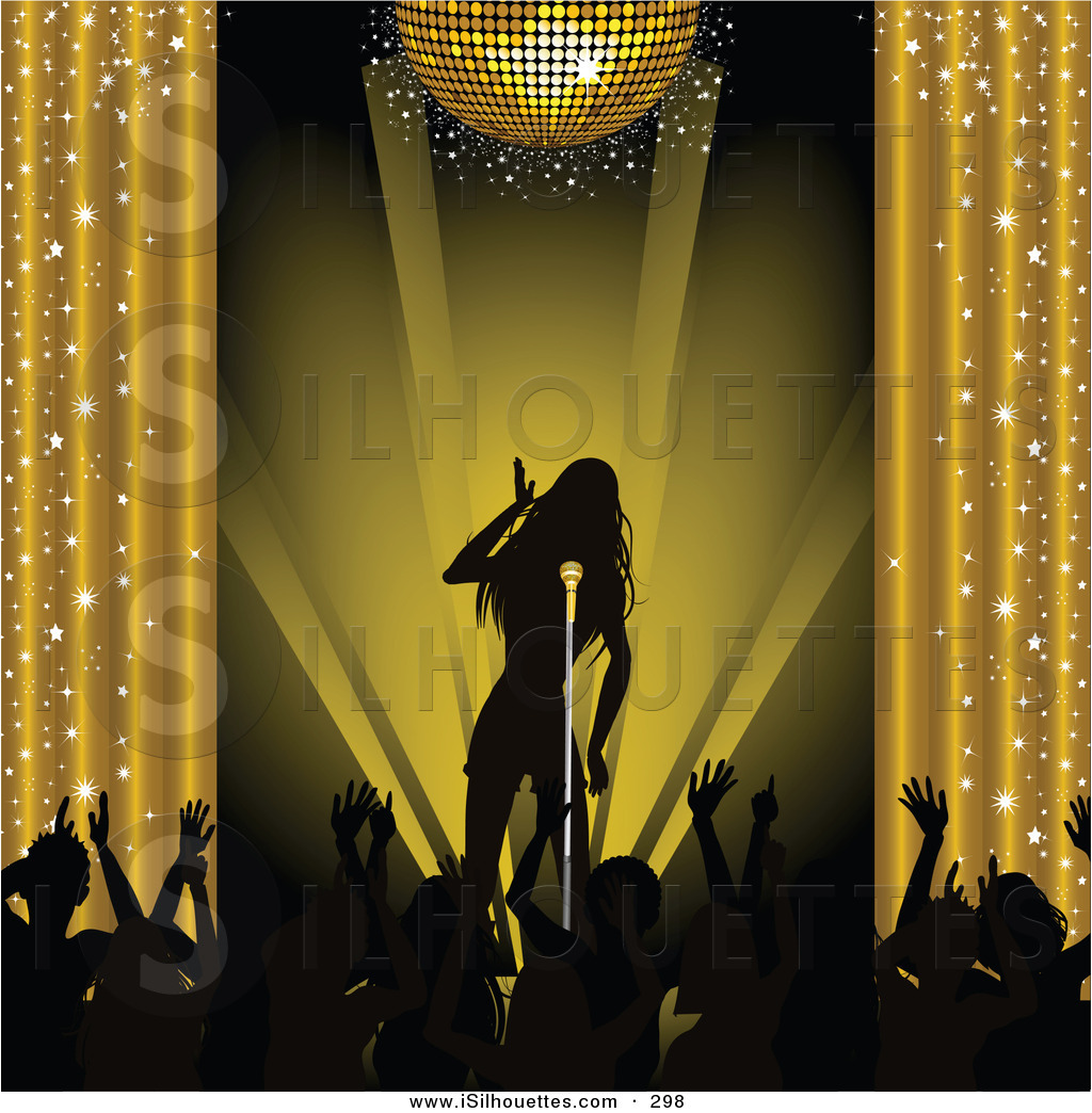 Silhouette Clipart Of A Black Silhouetted Female Musician Singing On