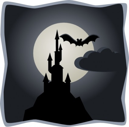 Spooky Castle In Full Moon Clip Art Free Vector In Open Office Drawing    