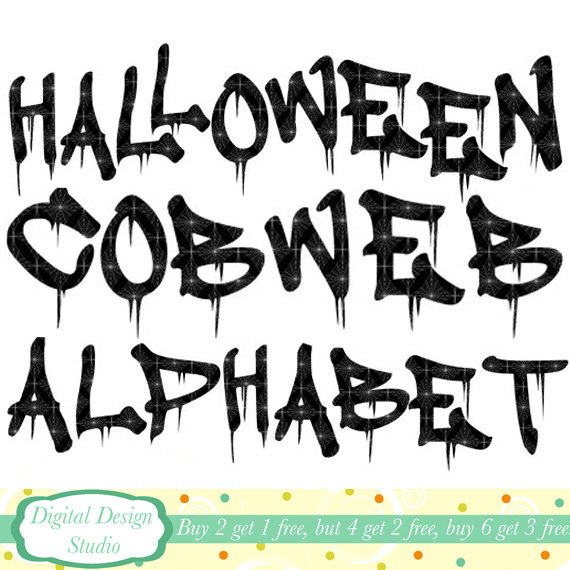 Spooky Halloween Alphabet Clip Art Set  Instant Download Personal And    