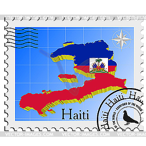 Stamp With The Image Maps Of Haiti   Vector Clip Art