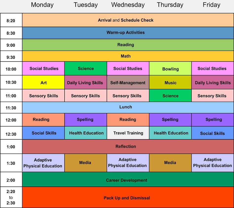 Weekly Schedule   Ahrc Middle School   Ahrc New York City Schools
