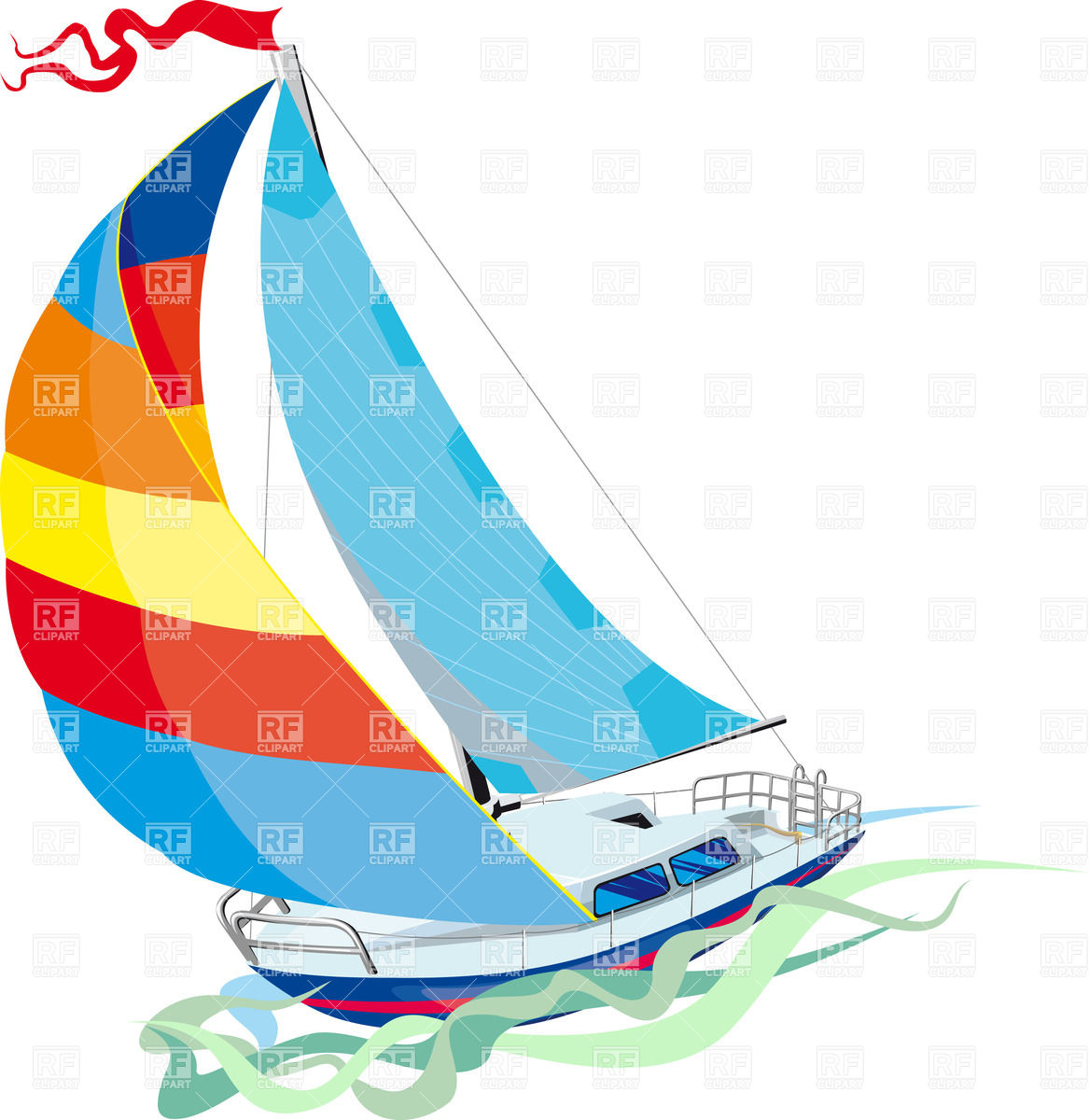 Yacht Sailing On Waves 25275 Download Royalty Free Vector Clipart