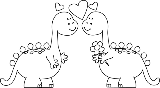 Black And White Dinosaurs In Love Clip Art Clip Art   Black And    