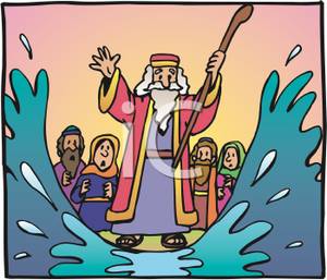     Cartoon Of Moses Parting The Red Sea   Royalty Free Clipart Picture
