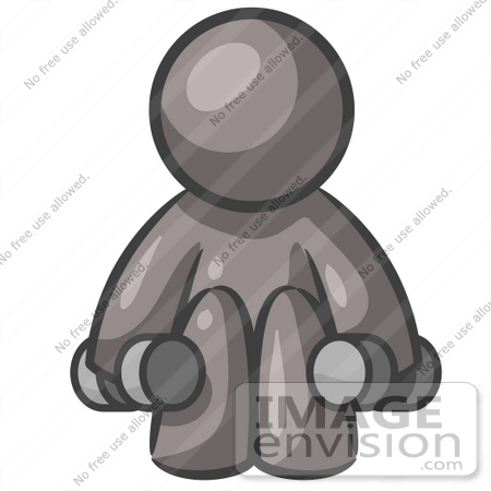 Clip Art Graphic Of A Grey Guy Character Lifting Weights    36370 By    