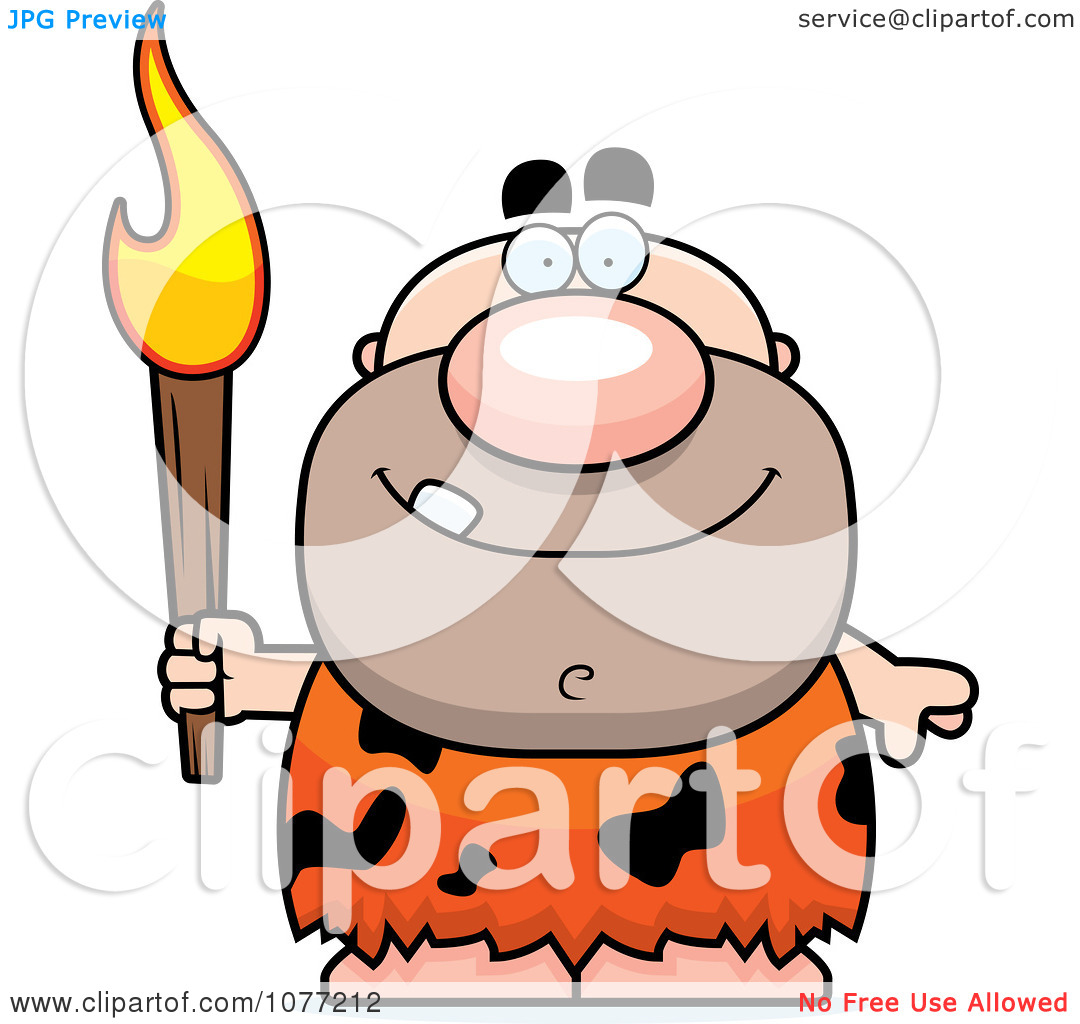 Clipart Caveman Holding A Torch   Royalty Free Vector Illustration By