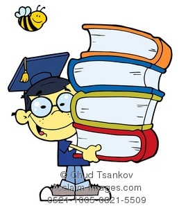 Clipart Image Of An Asian Student With A Stack Of Books On Graduation    
