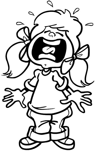 Crying Girl Colouring Pages