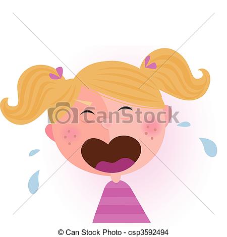 Eps Vector Of Crying Baby Girl   Crying Small Child Vector Cartoon    